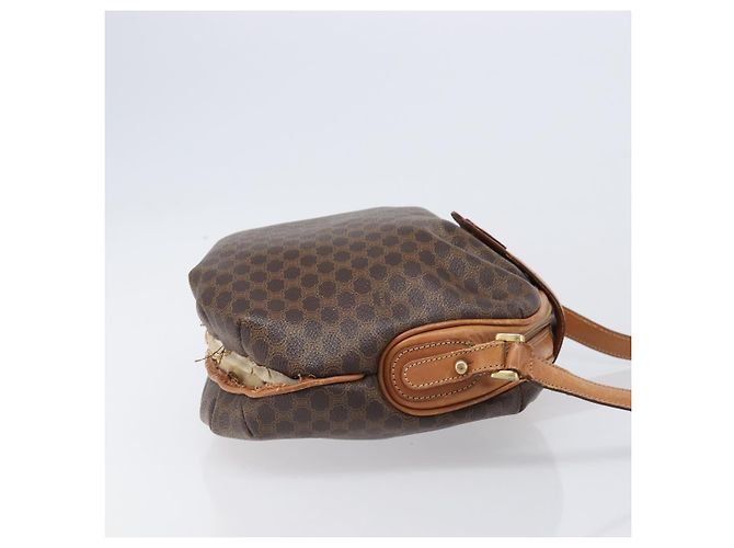 Céline Bolsa de Ombro CELINE Macadam Canvas PVC Leather Brown Gold Auth 202674 Marrom Dourado - vista 3