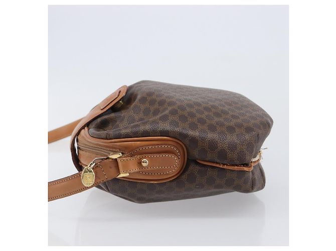 Céline Bolsa de Ombro CELINE Macadam Canvas PVC Leather Brown Gold Auth 202674 Marrom Dourado - vista 4