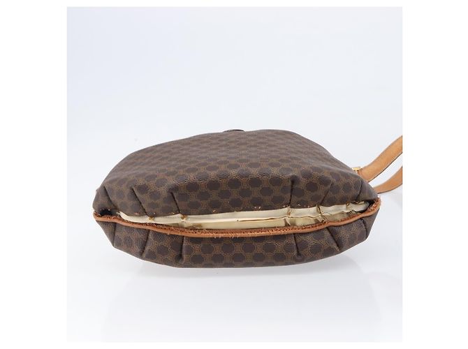 Céline Bolsa de Ombro CELINE Macadam Canvas PVC Leather Brown Gold Auth 202674 Marrom Dourado - vista 5