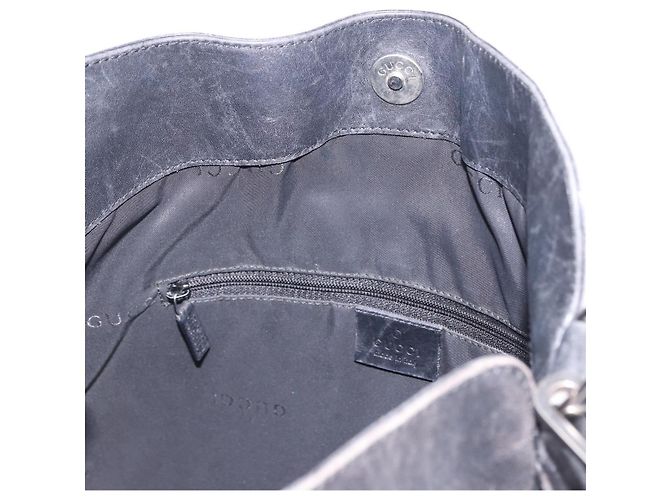 Borsa a mano GUCCI Bamboo in pelle nera e argento 001 1638 Auth ka6269 Nero - vista 10