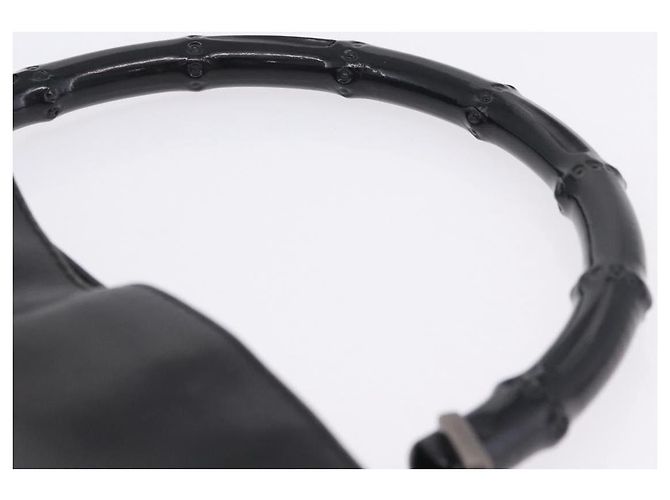 Borsa a mano GUCCI Bamboo in pelle nera e argento 001 1638 Auth ka6269 Nero - vista 14