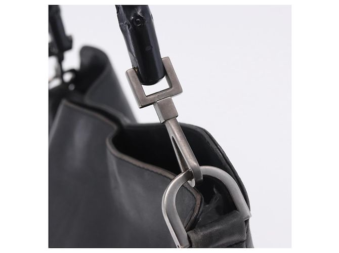 Borsa a mano GUCCI Bamboo in pelle nera e argento 001 1638 Auth ka6269 Nero - vista 19