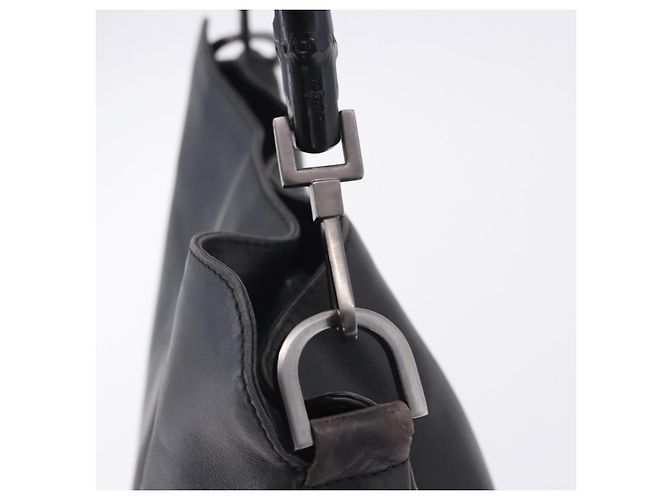 Borsa a mano GUCCI Bamboo in pelle nera e argento 001 1638 Auth ka6269 Nero - vista 20