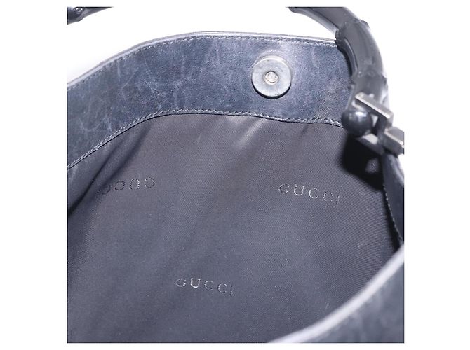 Borsa a mano GUCCI Bamboo in pelle nera e argento 001 1638 Auth ka6269 Nero - vista 22
