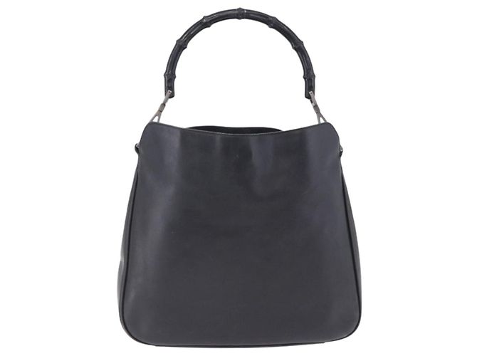 Borsa a mano GUCCI Bamboo in pelle nera e argento 001 1638 Auth ka6269 Nero - vista 3