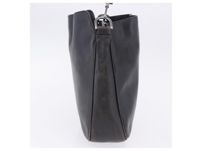 Borsa a mano GUCCI Bamboo in pelle nera e argento 001 1638 Auth ka6269 Nero - vista 5
