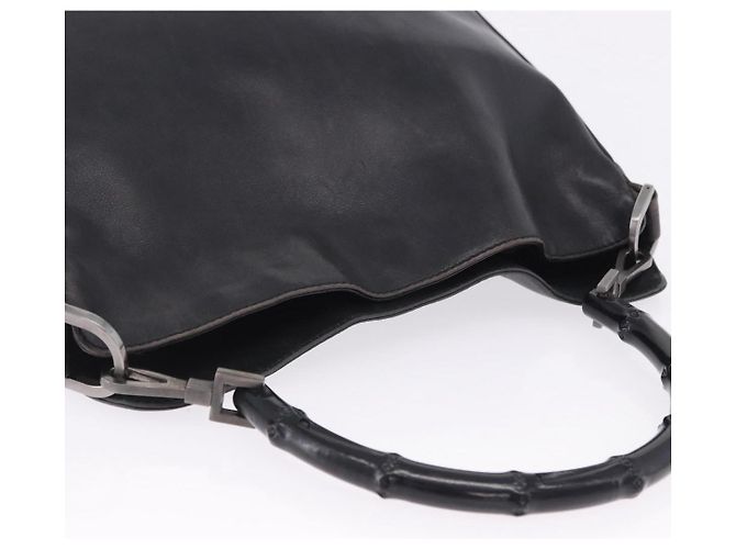 Borsa a mano GUCCI Bamboo in pelle nera e argento 001 1638 Auth ka6269 Nero - vista 7