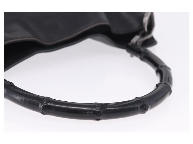 Borsa a mano GUCCI Bamboo in pelle nera e argento 001 1638 Auth ka6269 Nero - vista 9