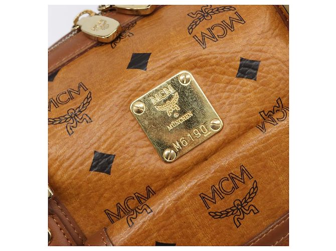 MCM Logogram Vicetos Boston Bag PVC Leder Braun Gold Auth 204458A Golden - Ansicht 11