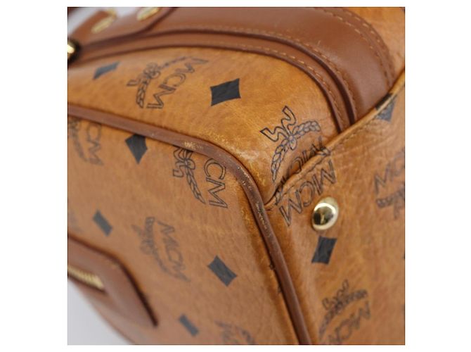 MCM Logogram Vicetos Boston Bag PVC Leder Braun Gold Auth 204458A Golden - Ansicht 16