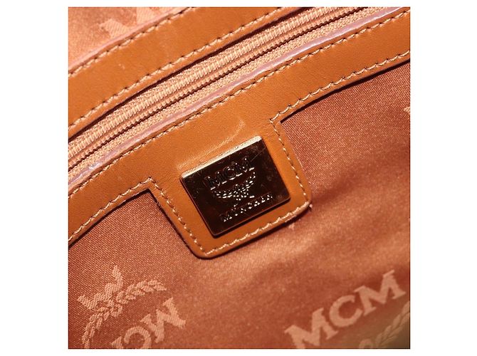 MCM Logogram Vicetos Boston Bag PVC Leder Braun Gold Auth 204458A Golden - Ansicht 19