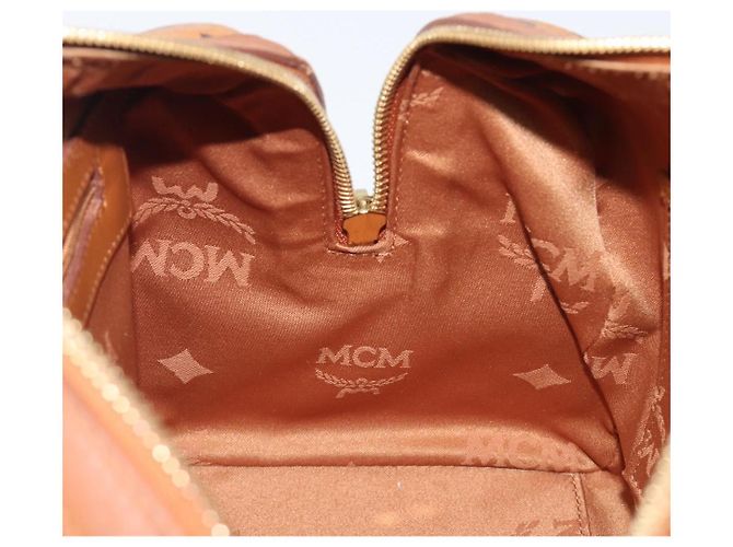 MCM Logogram Vicetos Boston Bag PVC Leder Braun Gold Auth 204458A Golden - Ansicht 20