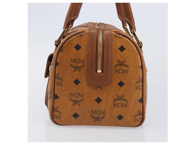 MCM Logogram Vicetos Boston Bag PVC Leder Braun Gold Auth 204458A Golden - Ansicht 3