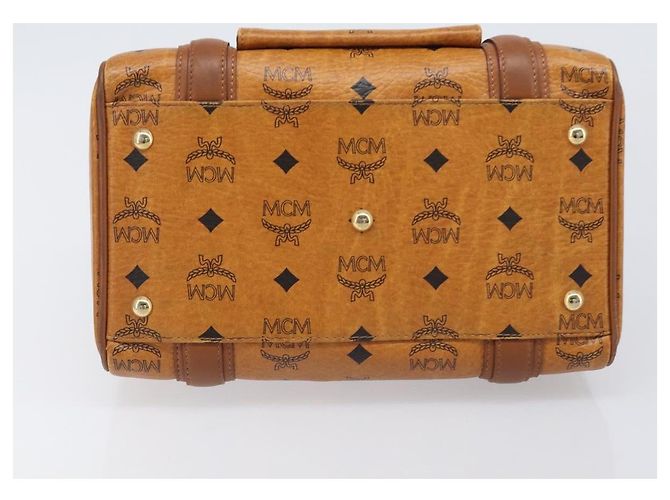 MCM Logogram Vicetos Boston Bag PVC Leder Braun Gold Auth 204458A Golden - Ansicht 5