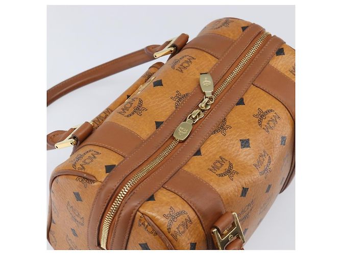 MCM Logogram Vicetos Boston Bag PVC Leder Braun Gold Auth 204458A Golden - Ansicht 6