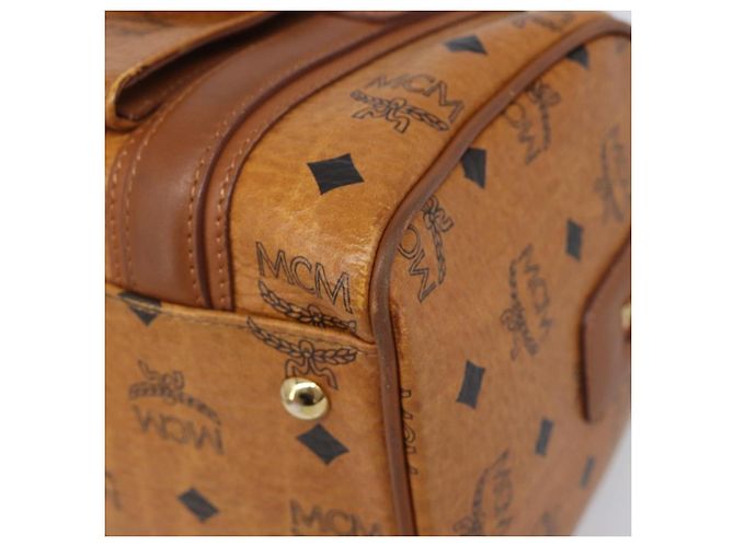 MCM Logogram Vicetos Boston Bag PVC Leder Braun Gold Auth 204458A Golden - Ansicht 9