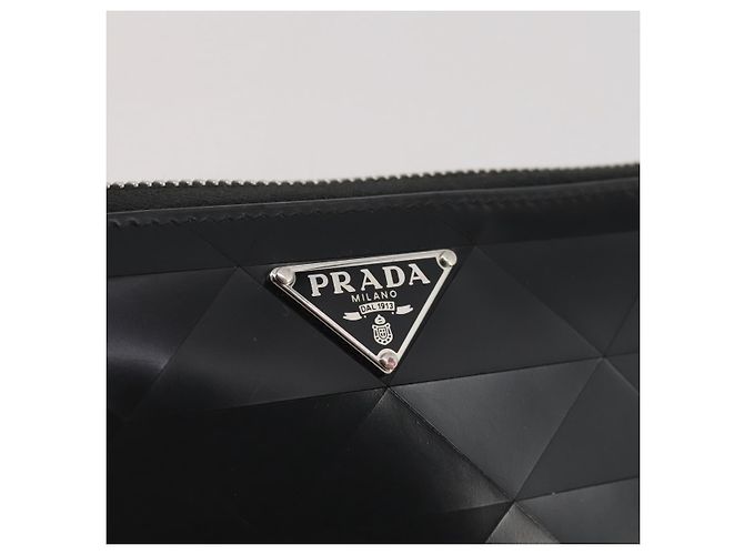 Portafoglio lungo PRADA in pelle nero argento Auth 205863A - vista 18