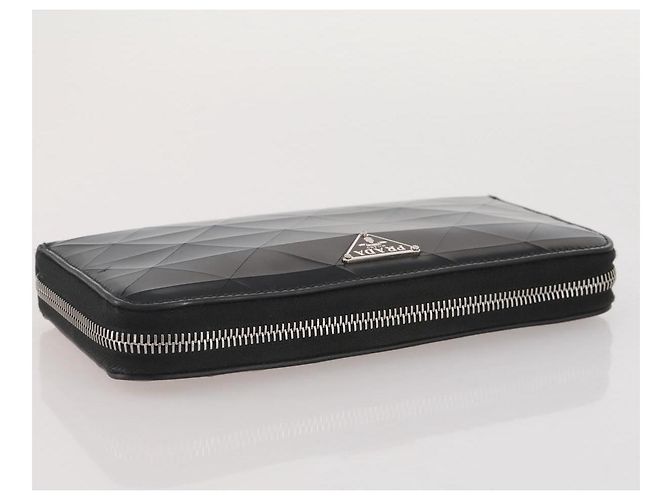 Portafoglio lungo PRADA in pelle nero argento Auth 205863A - vista 5