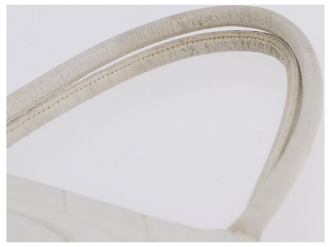 CHANEL Tote Bag Kaviarleder Standard Weiß Silber CC Auth 204728 - Ansicht 17