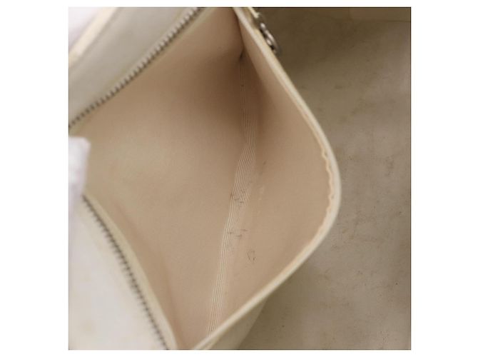 CHANEL Tote Bag Kaviarleder Standard Weiß Silber CC Auth 204728 - Ansicht 33