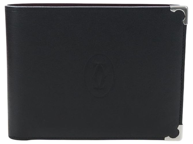 CARTIER Bifold Wallet Leather Black Silver Auth ki6832V Silvery - view 13