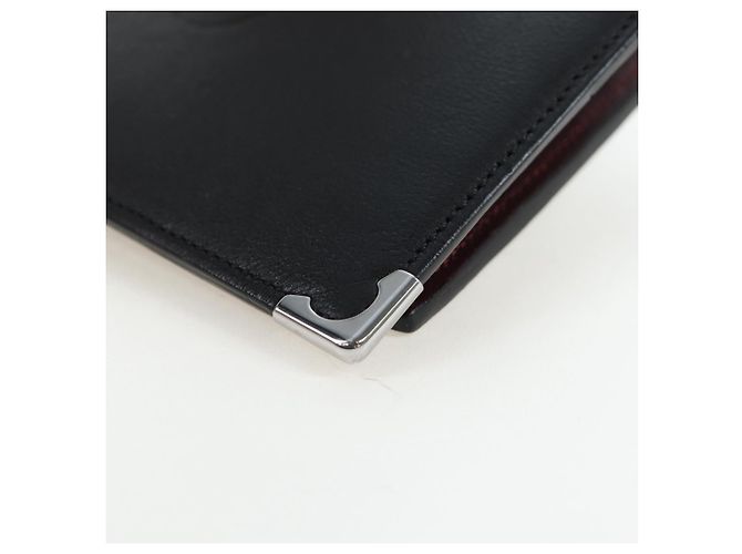 CARTIER Bifold Wallet Leather Black Silver Auth ki6832V Silvery - view 14