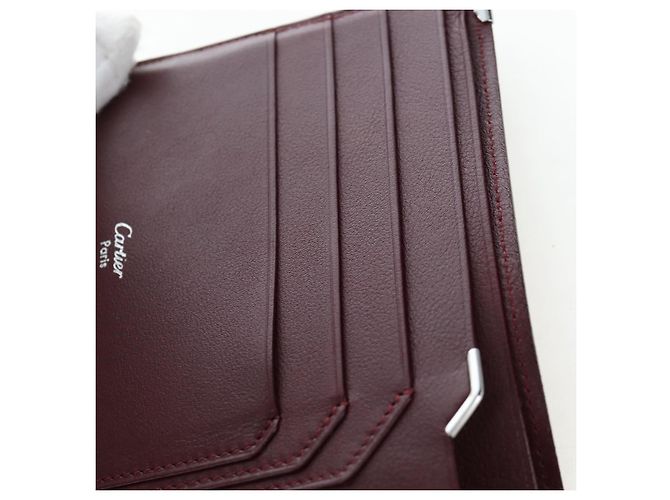 CARTIER Bifold Wallet Leather Black Silver Auth ki6832V Silvery - view 21