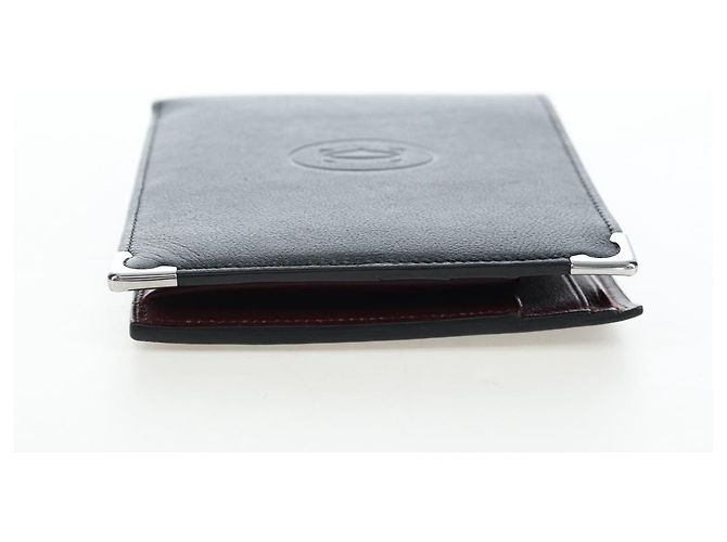 CARTIER Bifold Wallet Leather Black Silver Auth ki6832V Silvery - view 3
