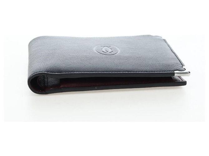 CARTIER Bifold Wallet Leather Black Silver Auth ki6832V Silvery - view 6