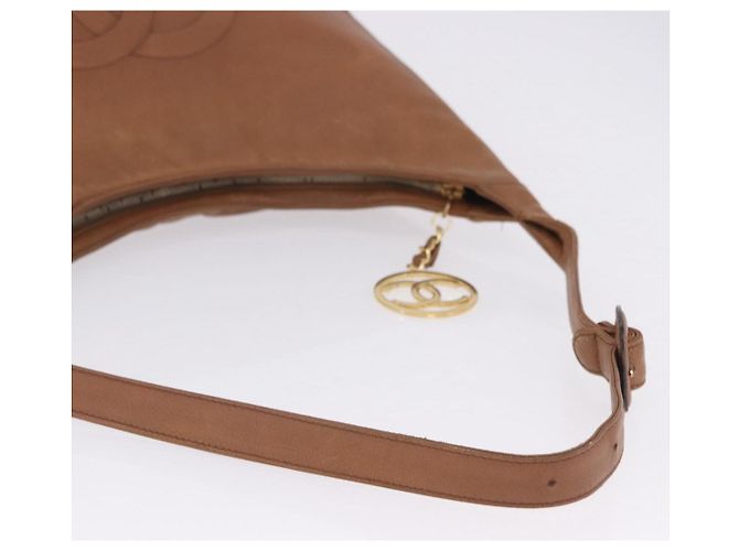 Borsa a tracolla CHANEL Pelle Caviar Marrone Oro CC Auth 203890 D'oro - vista 10