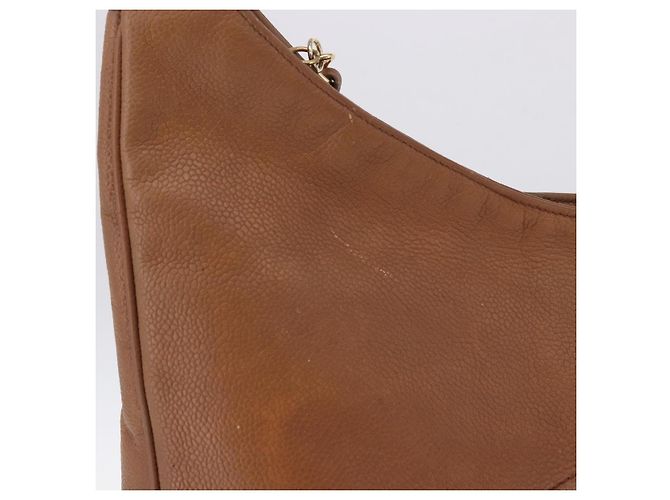 Borsa a tracolla CHANEL Pelle Caviar Marrone Oro CC Auth 203890 D'oro - vista 2