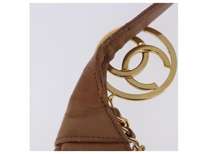 Borsa a tracolla CHANEL Pelle Caviar Marrone Oro CC Auth 203890 D'oro - vista 20