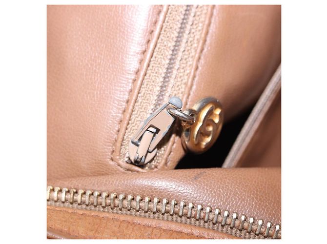 Borsa a tracolla CHANEL Pelle Caviar Marrone Oro CC Auth 203890 D'oro - vista 37