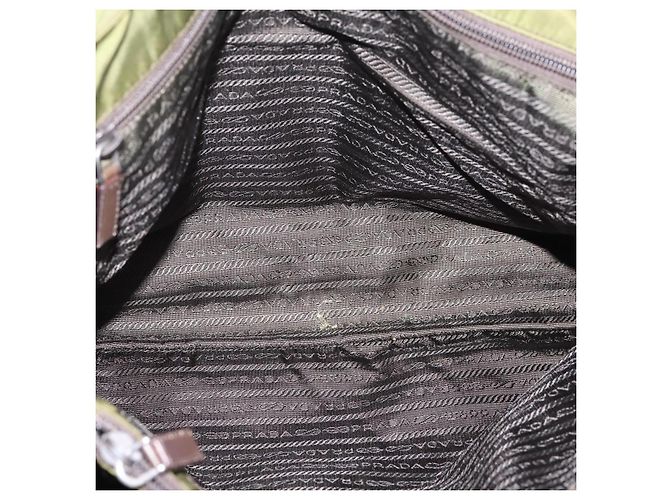 Borsa Tote PRADA Nylon Khaki Silver Auth 201463 Argento Cachi - vista 11