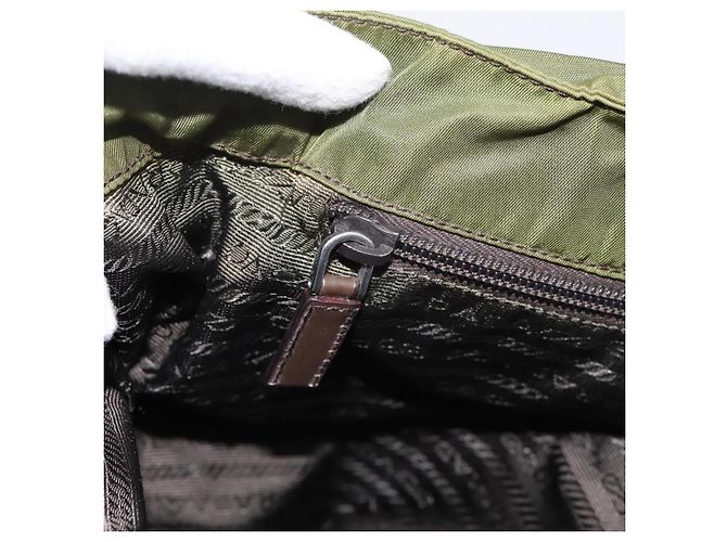 Borsa Tote PRADA Nylon Khaki Silver Auth 201463 Argento Cachi - vista 20