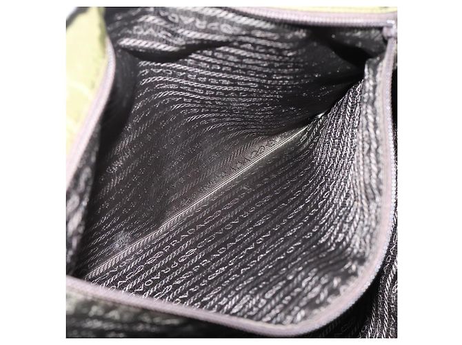 Borsa Tote PRADA Nylon Khaki Silver Auth 201463 Argento Cachi - vista 21
