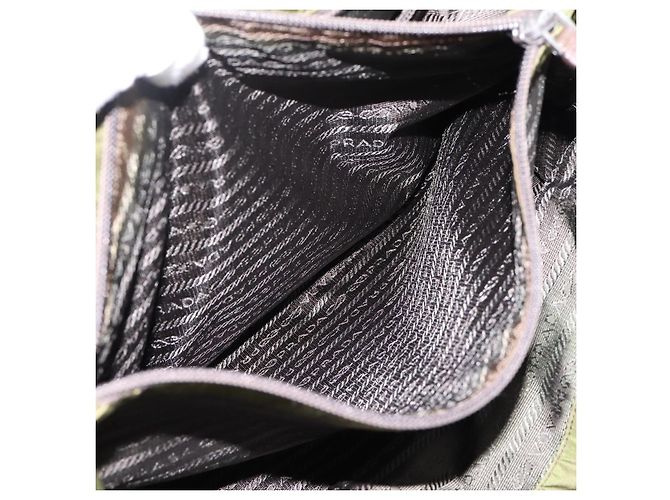 Borsa Tote PRADA Nylon Khaki Silver Auth 201463 Argento Cachi - vista 23