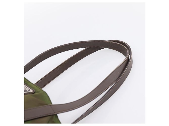 Borsa Tote PRADA Nylon Khaki Silver Auth 201463 Argento Cachi - vista 8