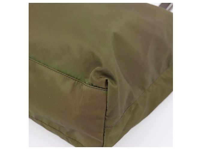 Borsa Tote PRADA Nylon Khaki Silver Auth 201463 Argento Cachi - vista 9