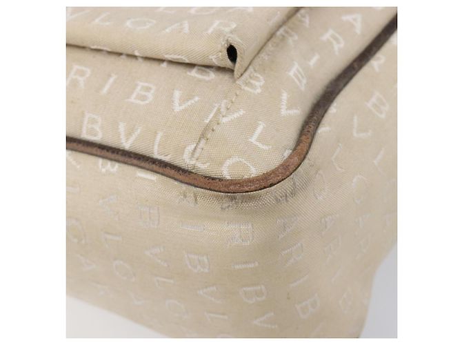 Bulgari Bolso Tote BVLGARI Canvas Beige Silver Auth ar14179 Plata - vista 10