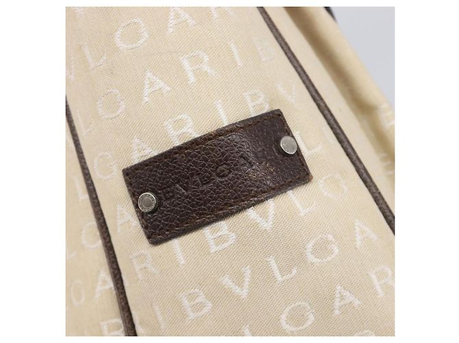Bulgari Bolso Tote BVLGARI Canvas Beige Silver Auth ar14179 Plata - vista 18