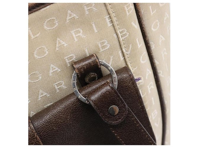 Bulgari Bolso Tote BVLGARI Canvas Beige Silver Auth ar14179 Plata - vista 19