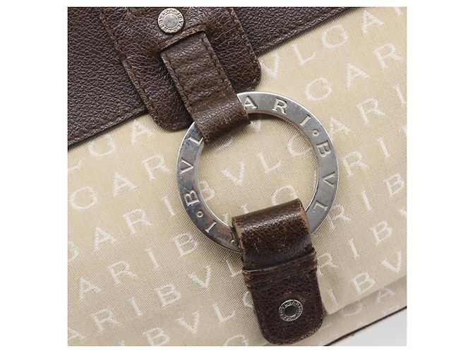 Bulgari Bolso Tote BVLGARI Canvas Beige Silver Auth ar14179 Plata - vista 21