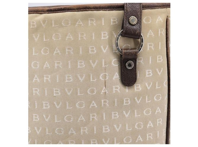 Bulgari Bolso Tote BVLGARI Canvas Beige Silver Auth ar14179 Plata - vista 3
