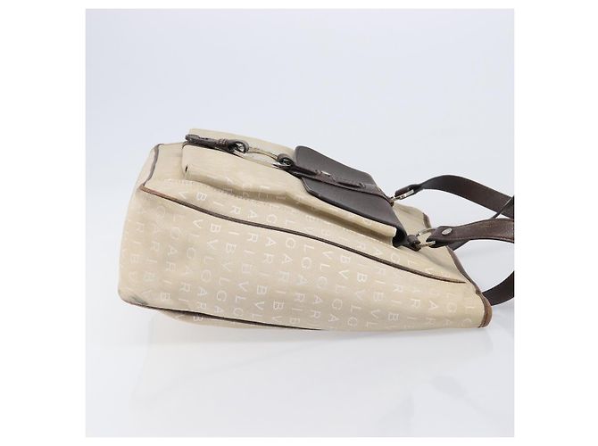 Bulgari Bolso Tote BVLGARI Canvas Beige Silver Auth ar14179 Plata - vista 4