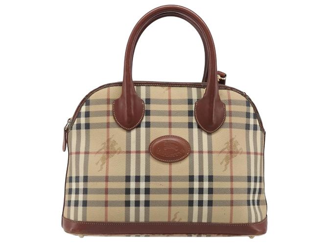 Borsa a mano Burberrys Nova Check PVC Leather 2way Beige Gold Tone Auth BA15534 - vista 13