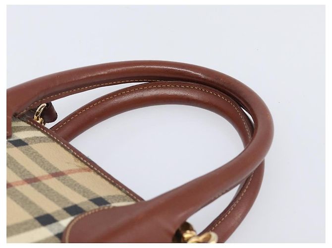 Borsa a mano Burberrys Nova Check PVC Leather 2way Beige Gold Tone Auth BA15534 - vista 14