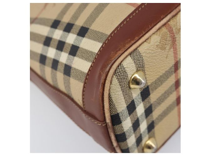 Borsa a mano Burberrys Nova Check PVC Leather 2way Beige Gold Tone Auth BA15534 - vista 16