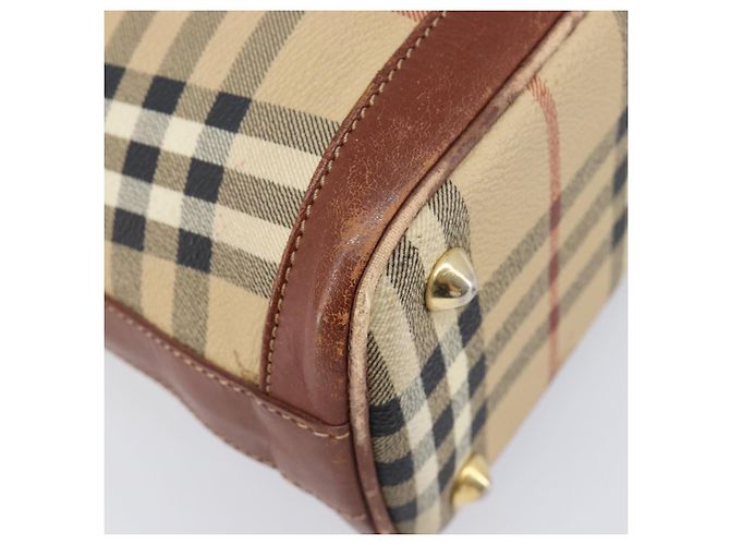 Borsa a mano Burberrys Nova Check PVC Leather 2way Beige Gold Tone Auth BA15534 - vista 18