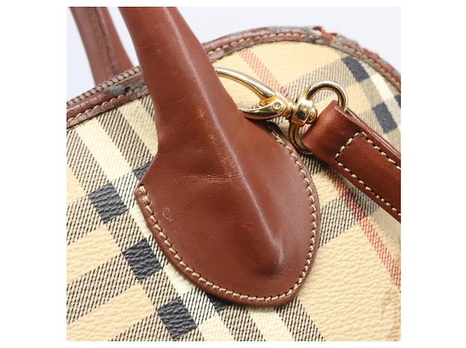 Borsa a mano Burberrys Nova Check PVC Leather 2way Beige Gold Tone Auth BA15534 - vista 19